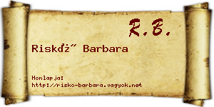 Riskó Barbara névjegykártya